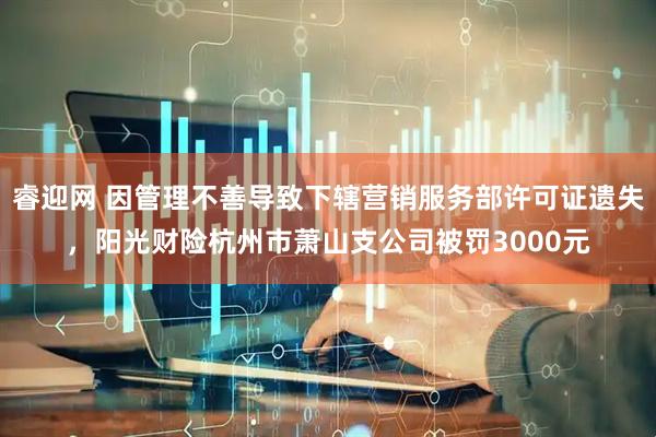 睿迎网 因管理不善导致下辖营销服务部许可证遗失，阳光财险杭州市萧山支公司被罚3000元