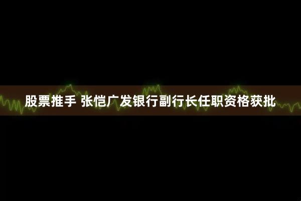 股票推手 张恺广发银行副行长任职资格获批