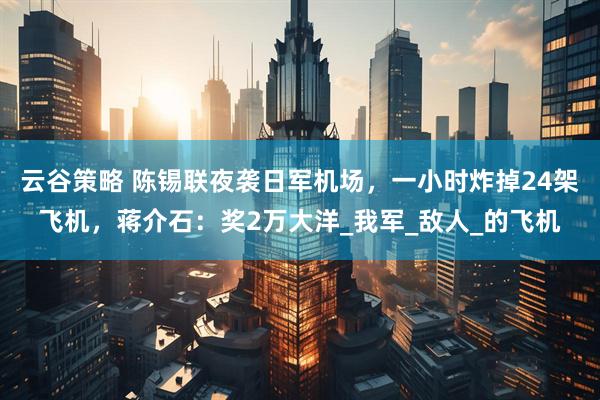 云谷策略 陈锡联夜袭日军机场，一小时炸掉24架飞机，蒋介石：奖2万大洋_我军_敌人_的飞机