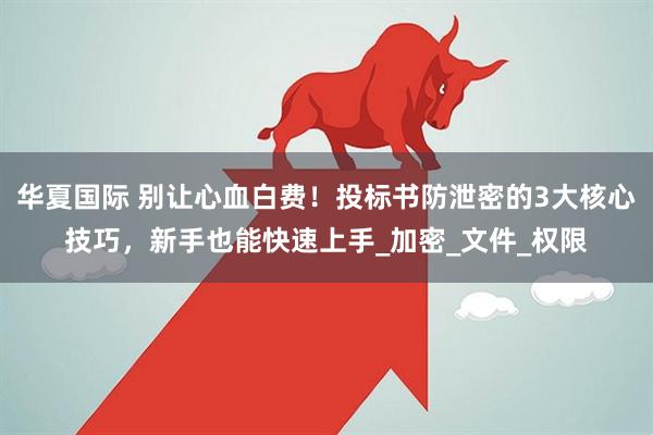 华夏国际 别让心血白费！投标书防泄密的3大核心技巧，新手也能快速上手_加密_文件_权限